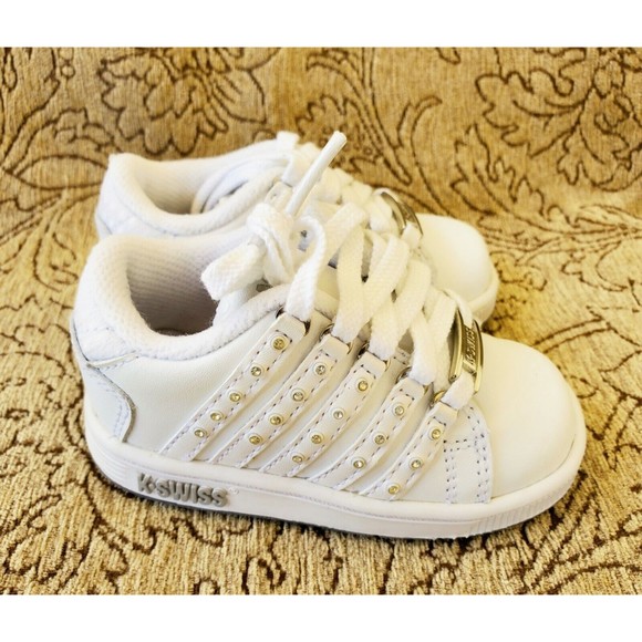 NIB K-Swiss Infant Baby Lozan SPS Jewel Accents White Shoes Size 4 - Picture 6 of 11